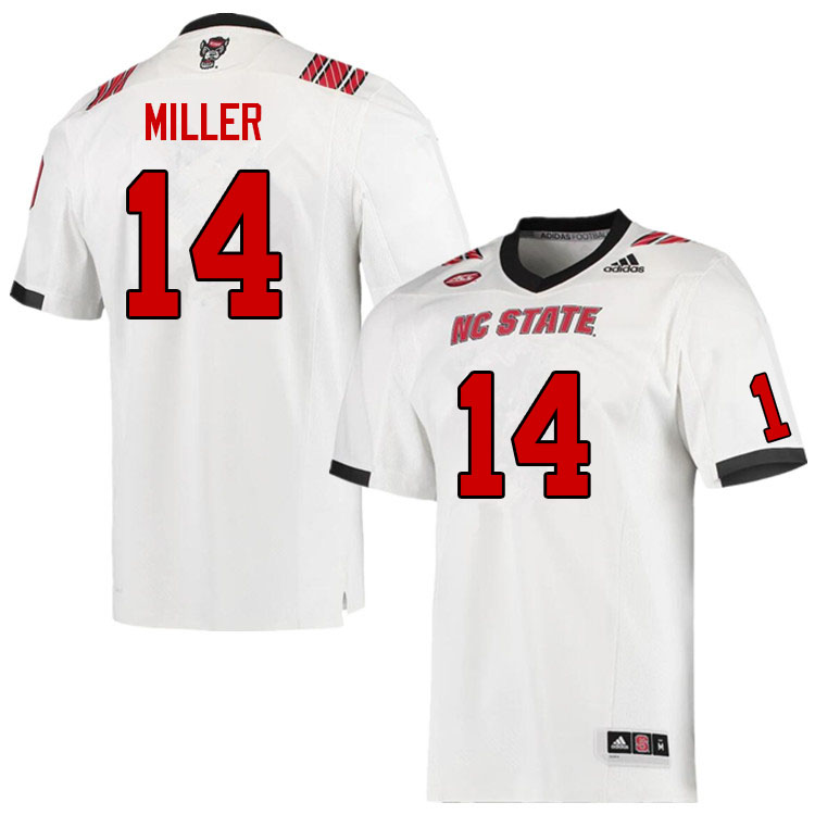 Men #14 Dreshun Miller NC State Wolfpack College Football Jerseys Sale-White